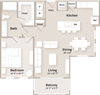 A3 Floorplan A3 floorplan which is a 1 bedroom, 1 bath apartment